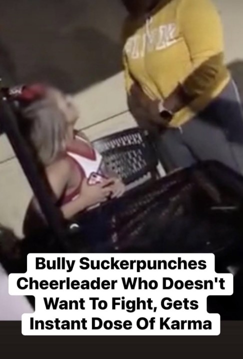 Bully Suckerpunches Cheerleader Who Doesn’t Want To Fight, Gets Instant Dose Of Karma